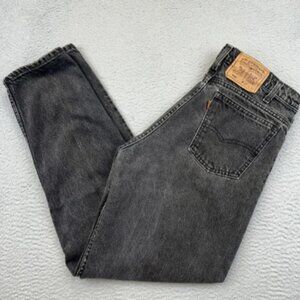 Vintage Levis 550 Jeans Mens 34x32 Black Tapered Leg Relaxed Fit Batwing USA 90s